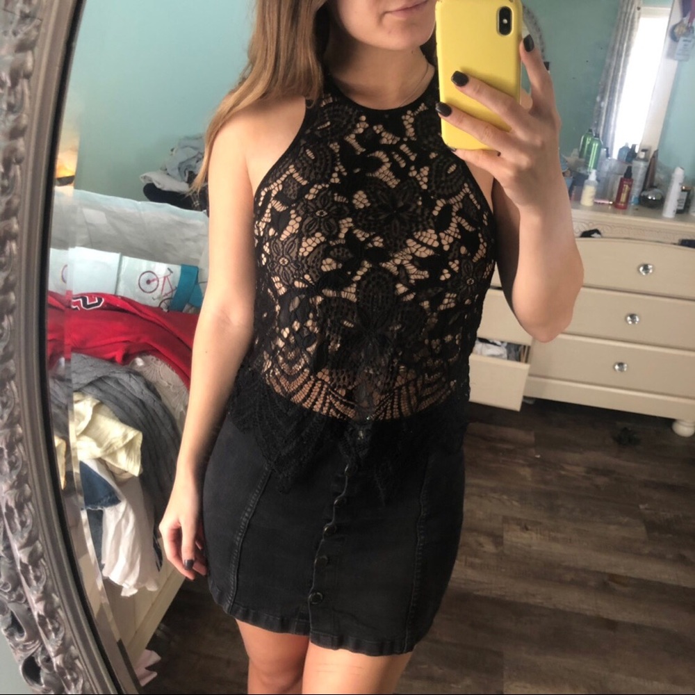 Black Lace Tank Top